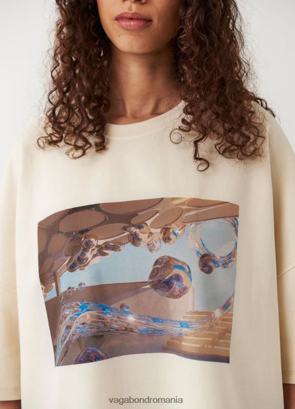 îmbrăcăminte textil alb murdar femei 60R6B258 Vagabond tricou boxy x micky ho