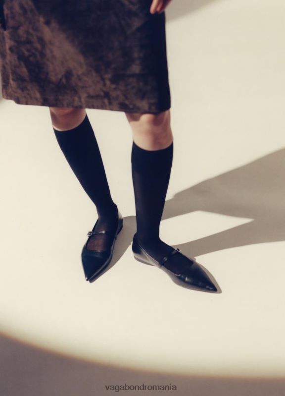 încălţăminte piele neagra femei 60R6B2 Vagabond pantofi hermine