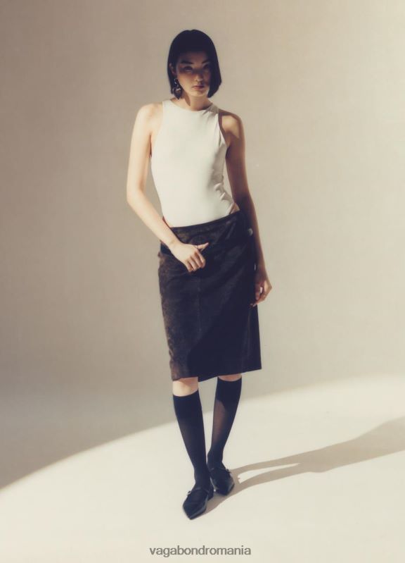 încălţăminte piele neagra femei 60R6B2 Vagabond pantofi hermine