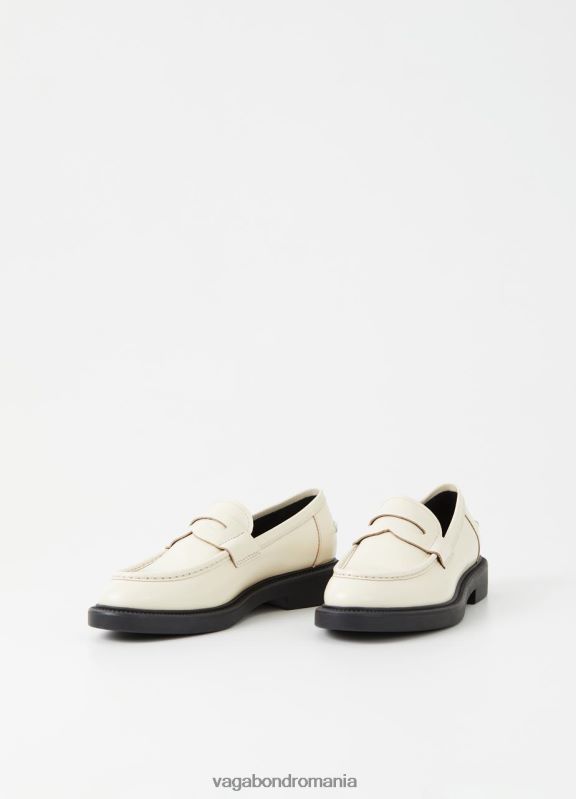 încălţăminte piele albă lustruită femei 60R6B138 Vagabond alex w loafer