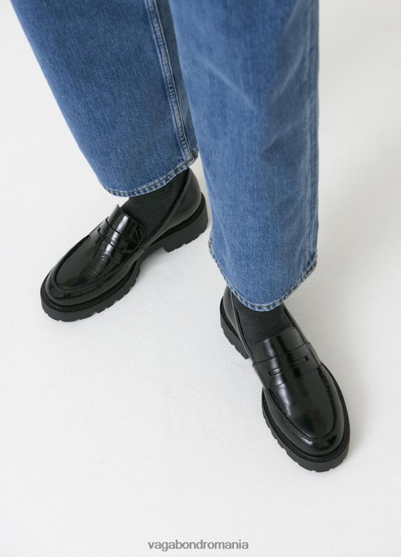încălţăminte piele lacuita neagra femei 60R6B134 Vagabond mocasnic kenova
