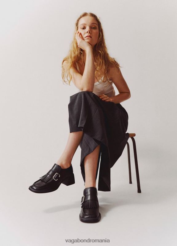 încălţăminte piele neagra femei 60R6B143 Vagabond ansie loafer