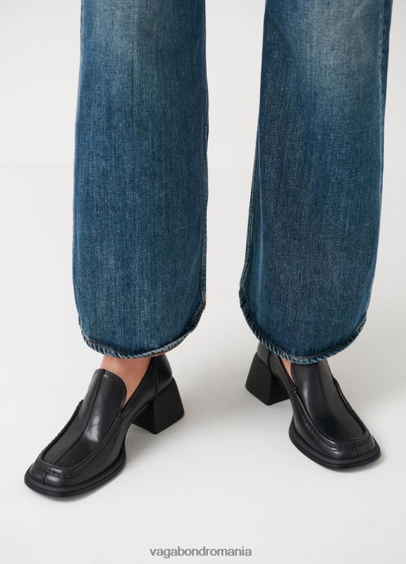 încălţăminte piele neagra femei 60R6B144 Vagabond ansie loafer