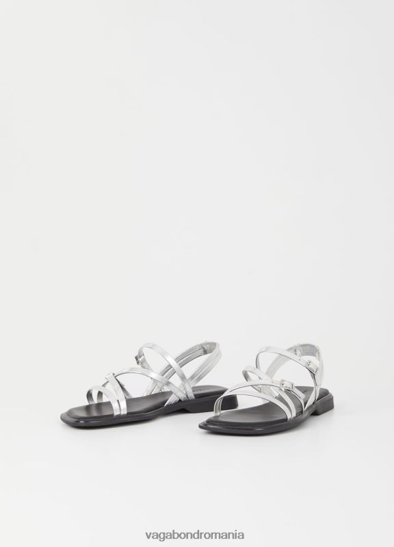 încălţăminte piele metalica argintie femei 60R6B29 Vagabond sandale izzy