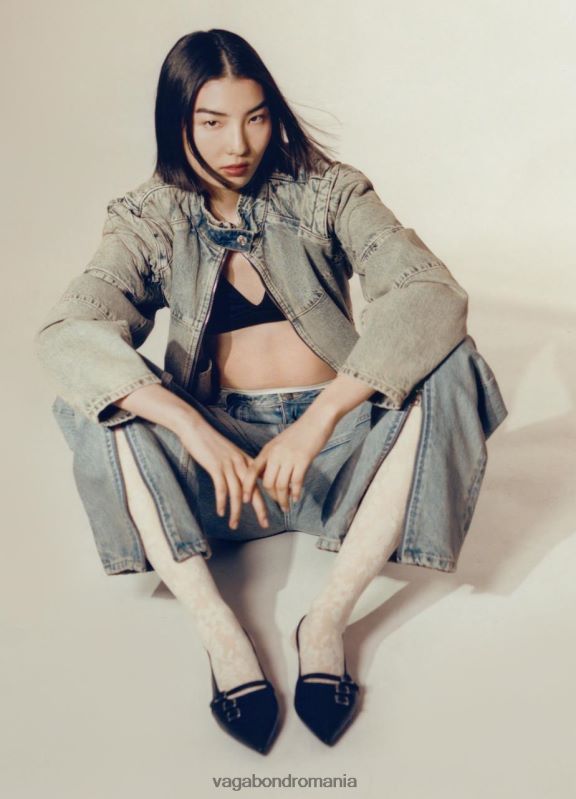 încălţăminte piele neagra femei 60R6B190 Vagabond pantofi hermine