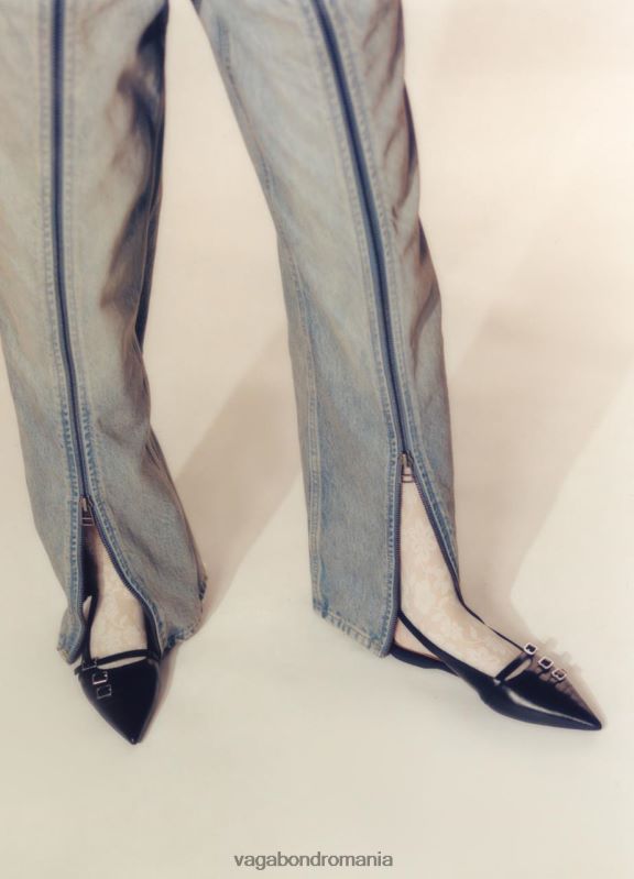 încălţăminte piele neagra femei 60R6B190 Vagabond pantofi hermine