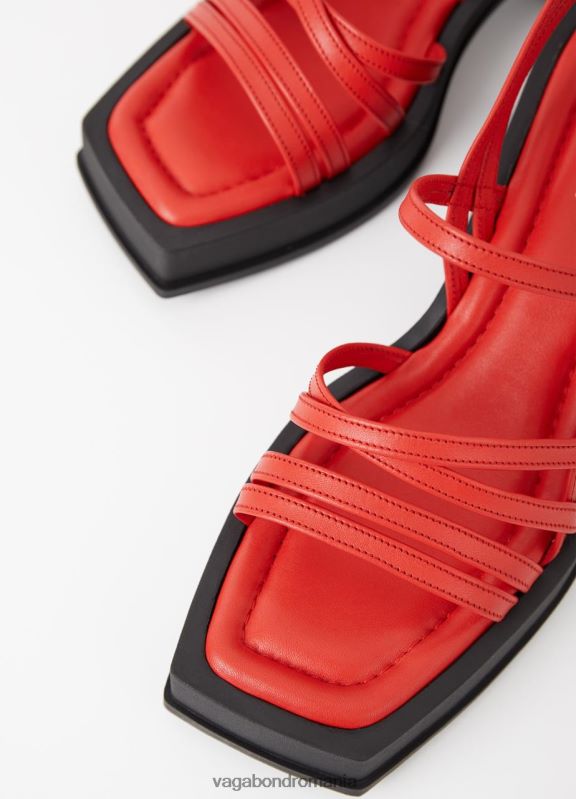 încălţăminte piele roșie femei 60R6B79 Vagabond sandale hennie